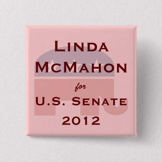 Macaron Carré 5 Cm Linda McMahon pour le bouton de sénat des (Devant)