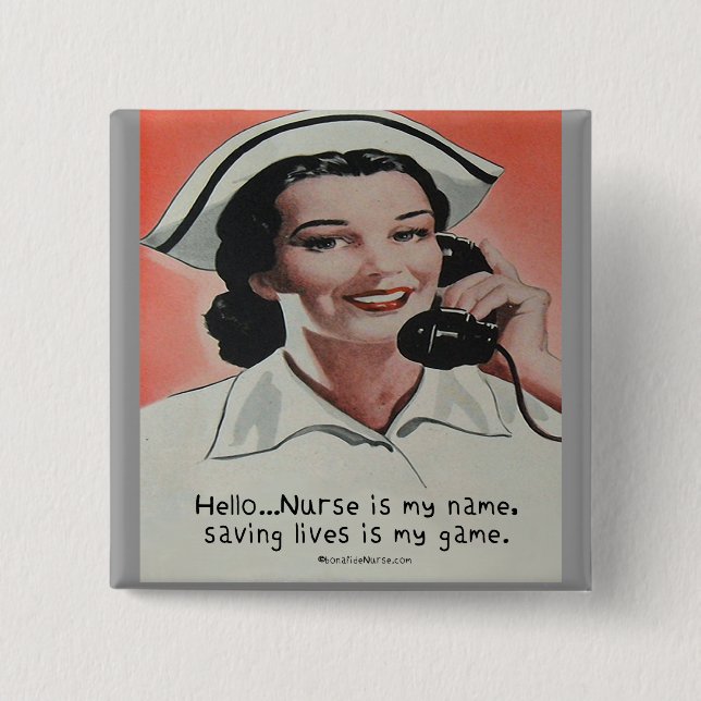 Macaron Carré 5 Cm L'infirmière est mon nom (Devant)