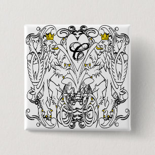 Macaron Carré 5 Cm Lion Rampant Renaissance Mariage