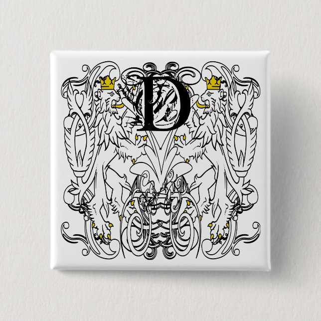 Macaron Carré 5 Cm Lion Rampant Renaissance Mariage (Devant)