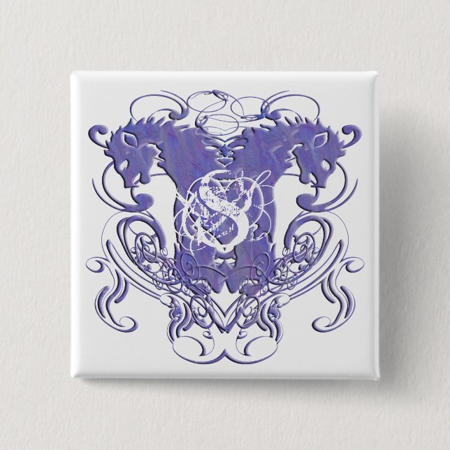 Macaron Carré 5 Cm Lion Rampant Renaissance Mariage (Devant)