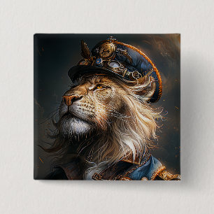 Macaron Carré 5 Cm Lion Steampunk
