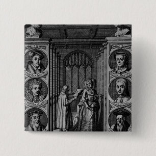 Macaron Carré 5 Cm Lisant une lettre à la Reine Elizabeth I