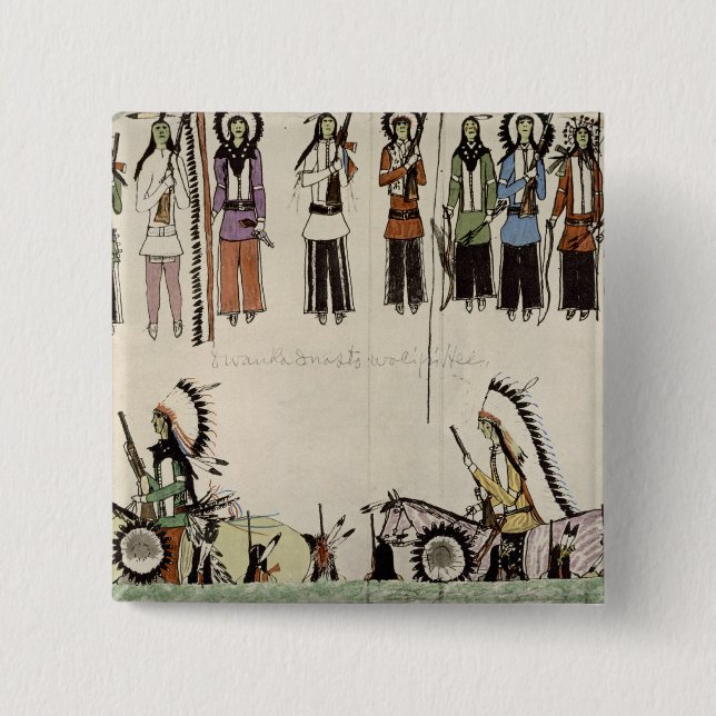 Macaron Carré 5 Cm "Lissant la danse d'endroit" (encre sur le papier) (Devant)