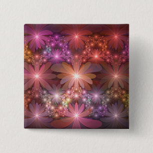 Macaron Carré 5 Cm Lit De Fleurs Coloré Brillant Art Fractal Abstrait