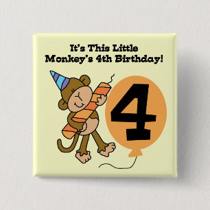 Macaron Carré 5 Cm Little Monkey 4th Birthday Tshirts et cadeaux