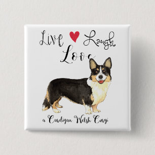 Macaron Carré 5 Cm Live Laugh Love a Cardigan Welsh Corgi Button
