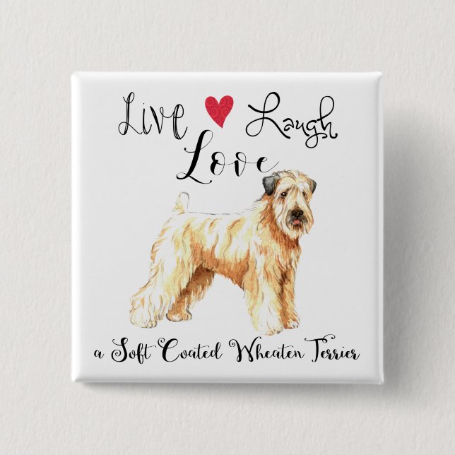 Macaron Carré 5 Cm Live Laugh Love a Wheaten Button (Devant)