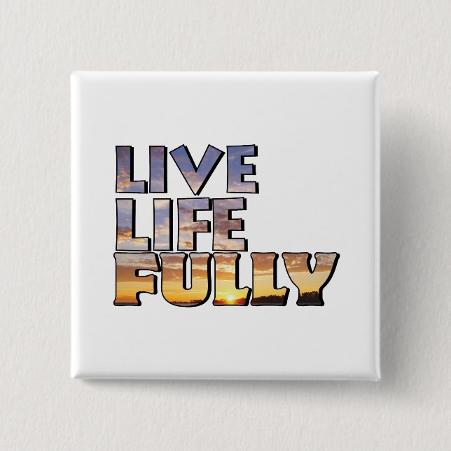 Macaron Carré 5 Cm Live Life Fully Quote (Devant)