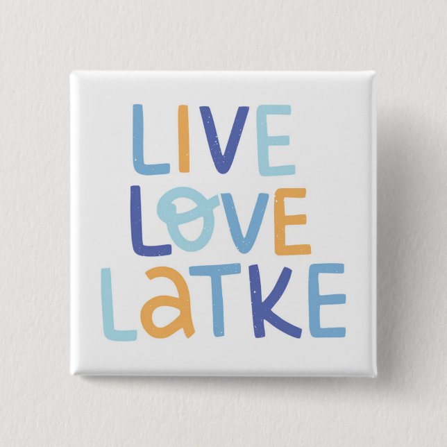 Macaron Carré 5 Cm Live Love Latke Hanoukka Design (Devant)