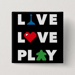 Macaron Carré 5 Cm Live, Love, Play Black Pin