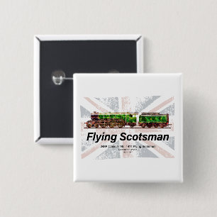 Macaron Carré 5 Cm Locomotive à vapeur Flying Scotsman anglais 