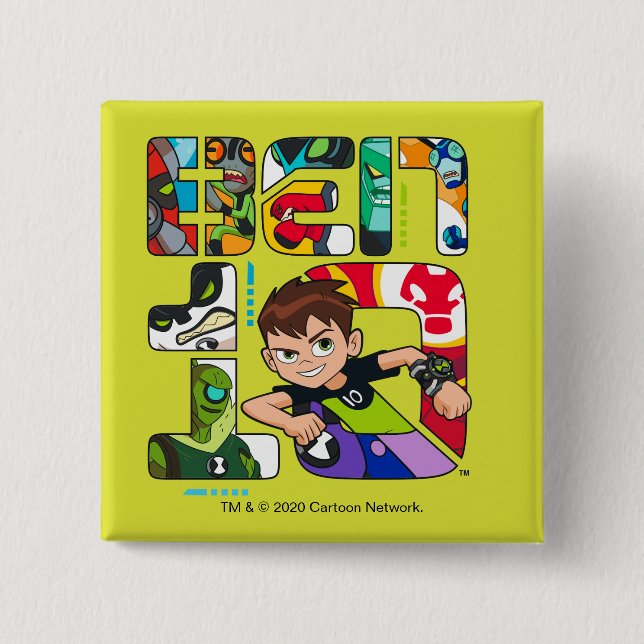 Macaron Carré 5 Cm Logo Ben 10 Alien (Devant)
