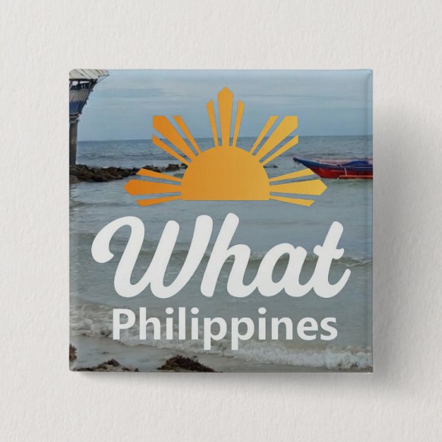 Macaron Carré 5 Cm Logo Bouton WhatPhilipines (Devant)