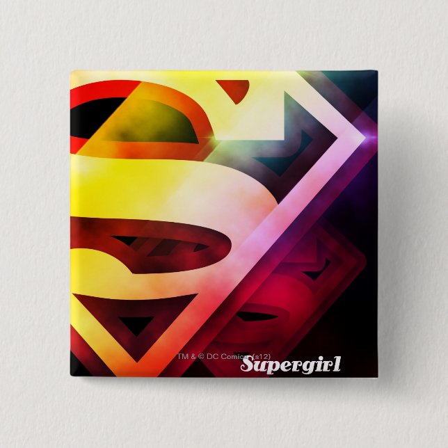 Macaron Carré 5 Cm Logo couleur supergirl (Devant)