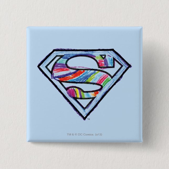 Macaron Carré 5 Cm Logo de croquis couleur supergirl (Devant)