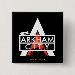 Macaron Carré 5 Cm Logo de la ville d'Arkham Blanc