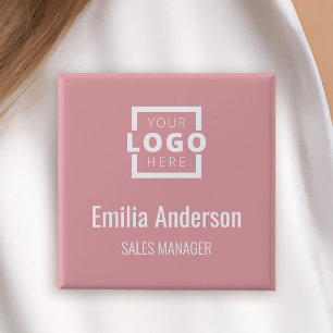 Macaron Carré 5 Cm Logo de l'entreprise Nom du personnel de l'employé