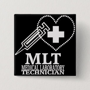 MACARON CARRÉ 5 CM LOGO DE TECHNOLOGIE DE LABORATOIRE MÉDICALE MLT SY