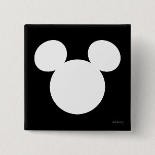Macaron Carré 5 Cm Logo Disney Silhouette de Mickey Mouse