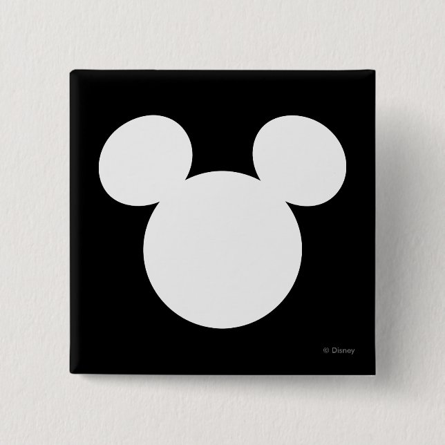 Macaron Carré 5 Cm Logo Disney | Silhouette Mickey (Devant)