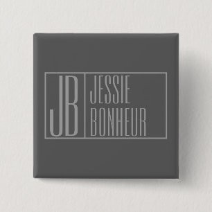 Macaron Carré 5 Cm Logo moderne, gris sur gris foncé, initiales et no