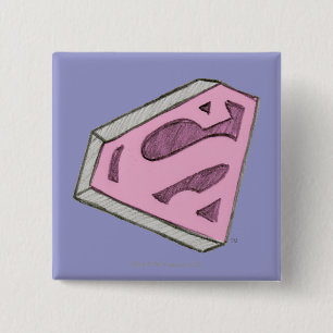 Macaron Carré 5 Cm Logo Pink Croquetée Supergirl