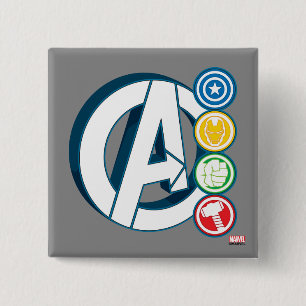 Macaron Carré 5 Cm Logos caractères Avengers