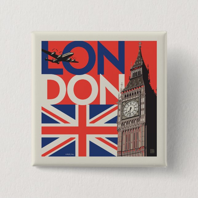 Macaron Carré 5 Cm Londres Big Ben | Angleterre (Devant)