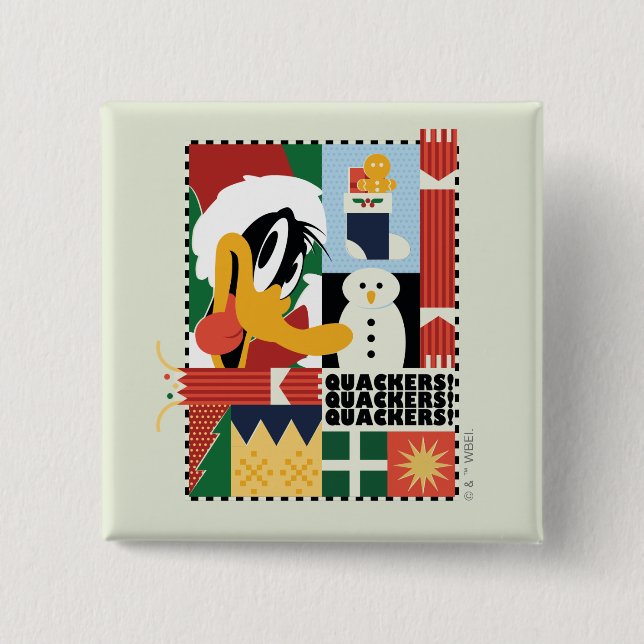 Macaron Carré 5 Cm LOONEY TUNES™ DAFFY DUCK™ Vacances (Devant)