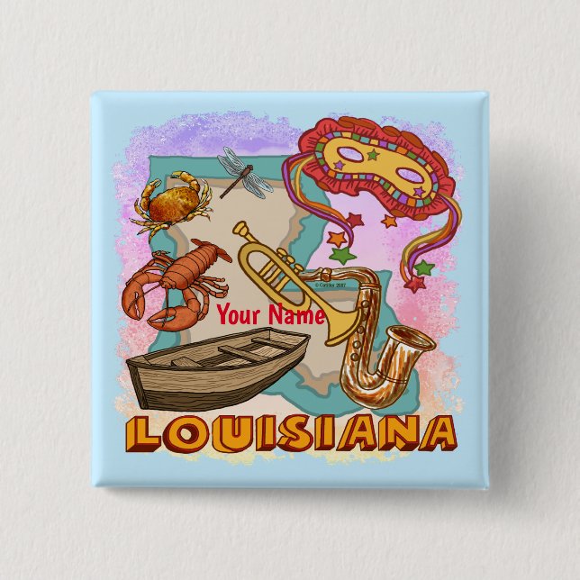 Macaron Carré 5 Cm Louisiane (Devant)