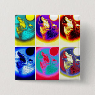 Macaron Carré 5 Cm Loup d'art pop