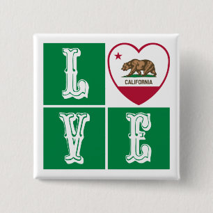 Macaron Carré 5 Cm Love California Republic State Drapeau Heart Pride