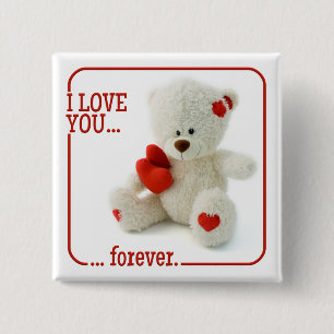 Macaron Carré 5 Cm Love Teddy Valentine bouton