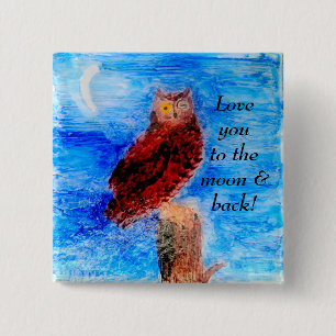 Macaron Carré 5 Cm Love You Owl in Moonlight