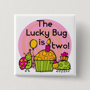 Macaron Carré 5 Cm Lucky Bug Cupcake 2e Anniversaire T-shirts et cade