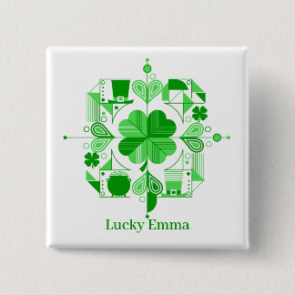 Macaron Carré 5 Cm Lucky Name Personalized Clover Design