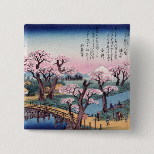 Macaron Carré 5 Cm Luminaire du soir au pont Koganei, Ando Hiroshige
