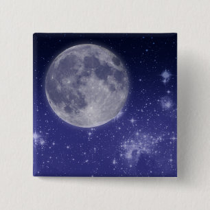 Macaron Carré 5 Cm Lune et étoiles brillantes