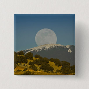 Macaron Carré 5 Cm Lune surplombant les monts Sangre de Cristo,