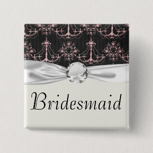 Macaron Carré 5 Cm lustre chic et chatoyant épingle noir damassé