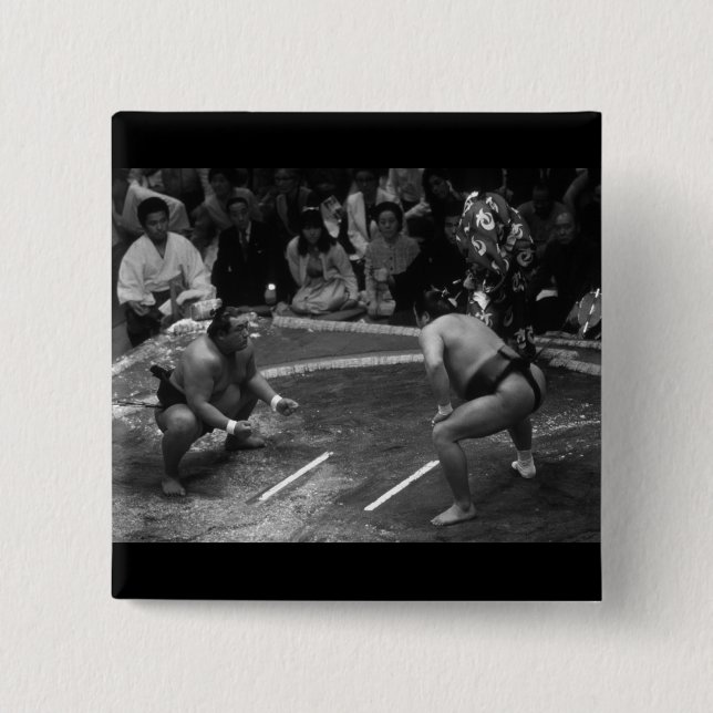 Macaron Carré 5 Cm Lutte SUMO (Devant)