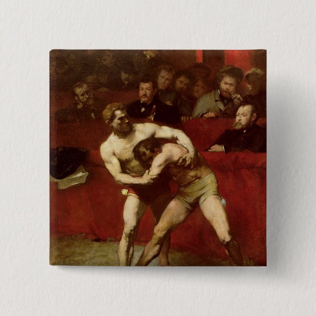 Macaron Carré 5 Cm Lutteurs, 1875 (Devant)