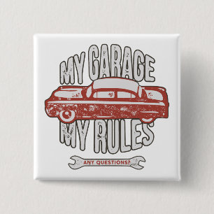Macaron Carré 5 Cm Ma voiture rouge classique Règles rétro mécanicien