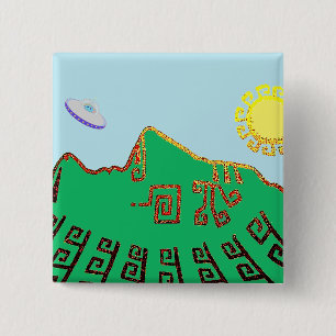 Macaron Carré 5 Cm Machu Picchu Pérou Dessin