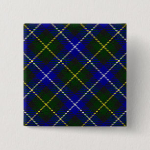 Macaron Carré 5 Cm Macneil de Barra tartan bleu vert plaid