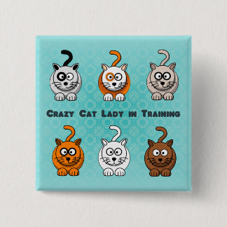 Macaron Carré 5 Cm Madame folle In Training Button de chat