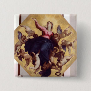 Macaron Carré 5 Cm Madonna a porté par des anges (le fresque de