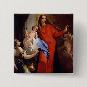 Macaron Carré 5 Cm Madonna du chapelet (huile sur la toile)