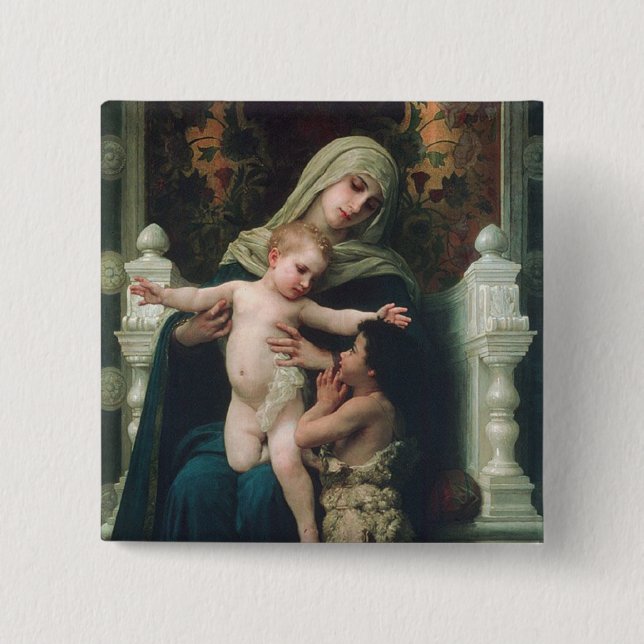 Macaron Carré 5 Cm Madonna et bouton d'enfant (Devant)